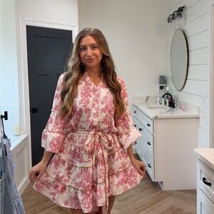 Pink and White Floral Dress